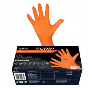 Rękawice nitrylowe teksturowane pomarańczowe diamentowa struktura GRIP GO 4WRK XL