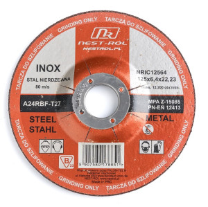 Tarcza tarcze szlifowania metalu zbrojona INOX 125x6,4mm - Nestrol - Nest Rol