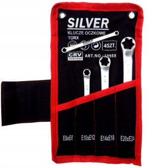 Klucze oczkowe torx 4 szt zestaw kluczy e6-e24 etui