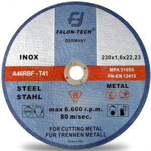 Tarcza do cięcia metalu stali 230x1,6 inox FALON TECH