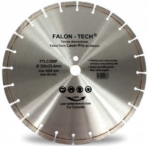Tarcza diamentowa do cięcia betonu kostki 350x25.4 Laser-Pro FALON TECH