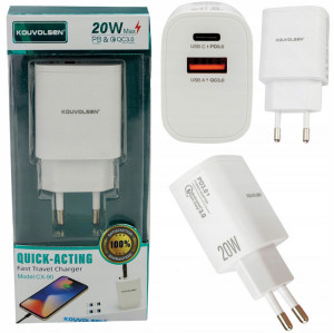 Szybka ładowarka sieciowa do telefonu 20w usb-a-qc3.0 usb-cpd3.0