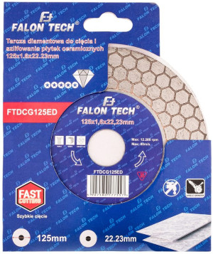 Tarcza 125mm diamentowa do płytek gresu glazury szlifowania cięcia 45 stopni FTD125ED FALON TECH