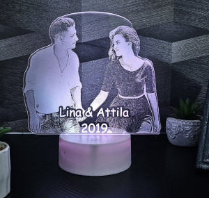 Egyedi fényképes gravírozott 3D lámpa fehér
