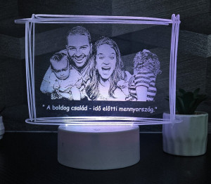 Egyedi fényképes gravírozott 3D lámpa kerettel Fehér