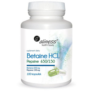 Aliness betaine hcl pepsine 650/150 betaina pepsyna 100 kapsułek