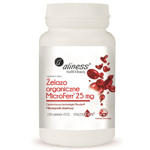 Aliness żelazo organiczne microferr 25mg 100 tabletek vege