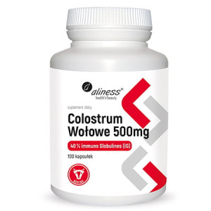 Aliness colostrum wołowe 40% immunoglobulin 500mg 100 kapsułek