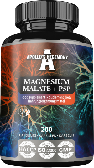 Apollo's hegemony magnesium malate + p5p jabłczan magnezu z witaminą b6 200 kapsułek