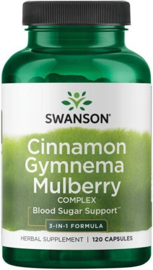 Swanson cinnamon gymnema mulberry complex 120 kapsułek