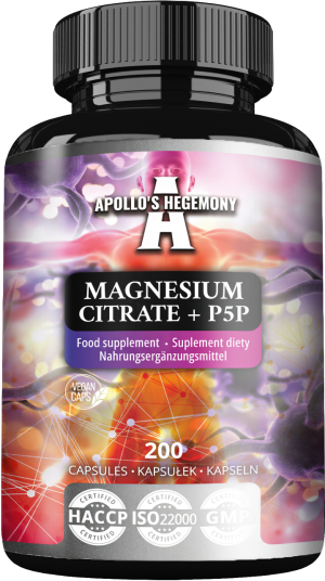 Apollo's hegemony magnesium citrate + p5p cytrynian magnezu + witamina b6 200 kapsułek