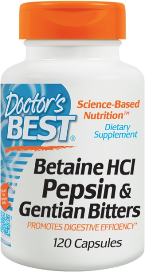 Doctor's best betaine hcl pepsin & gentian bitters 120 kapsułek