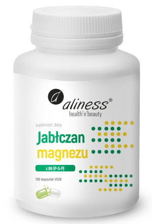 Aliness magnez jabłczan magnezu 100mg + witamina b6 p5p 100 kapsułek vege