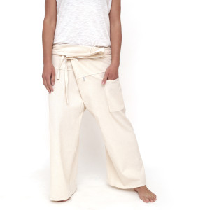 Luźne spodnie Fisherman naturalna bawełna