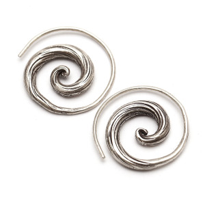 Zwinięte spiralnie kółka srebrne 925 rękodzieło Hmong