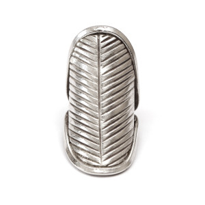 Szeroki pierścionek srebrny Duży Liść