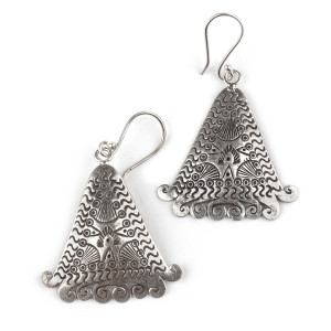 Wiszące kolczyki srebrne w etnicznym stylu