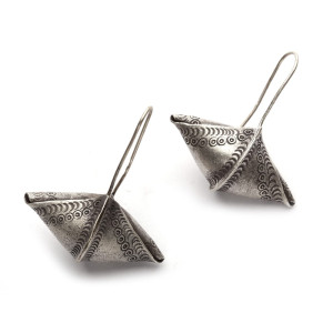 Etniczne duże kolczyki srebrne