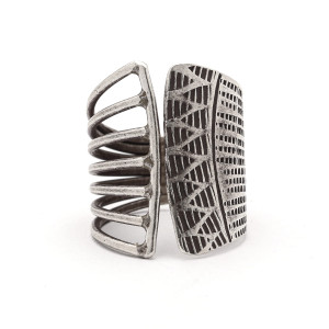 Duży pierścionek z rozciętą górą Dwa w Jednym