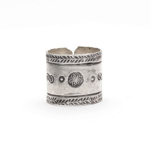 Szeroka obrączka z wzorami Yin Yang