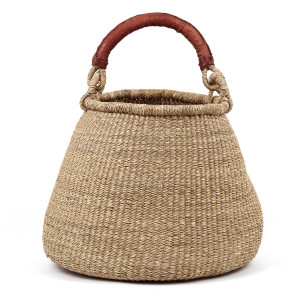 Kosz z naturalnej trawy afrykańskiej ze składanym uchem