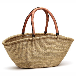 Naturalny duży kosz z podwójnym uchem owalny