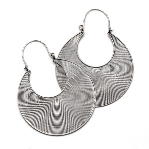 Duże kolczyki srebrne 925 spiralne koła – etniczne Hmong, boho, rękodzieło