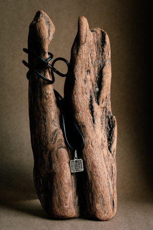 Naszyjnik srebrny W Kratkę