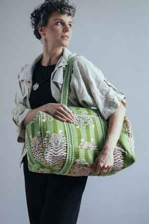 Zielona torba pikowana bawełniana w tygrysy