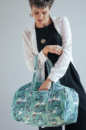 Torba pikowana bawełniana z motywem roślinnym