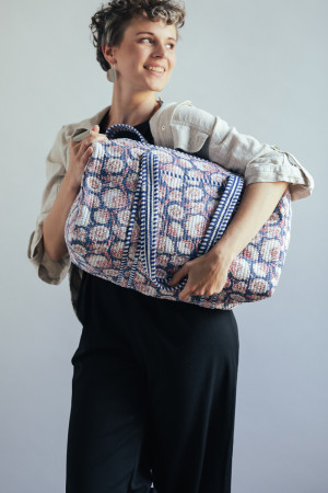 Torba pikowana bawełniana cała w kwiatach