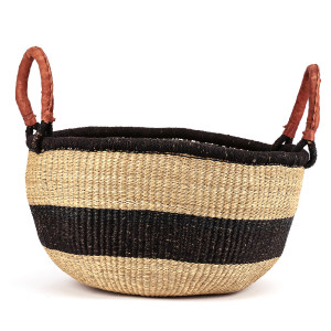 Duży okrągły kosz afrykański z trawy słoniowej