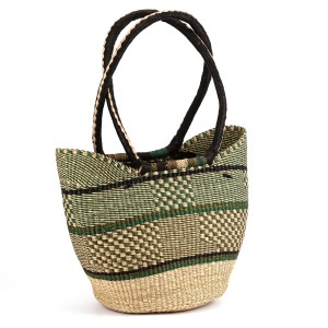 Afrykański kosz z naturalnej trawy z długim uchem na ramię