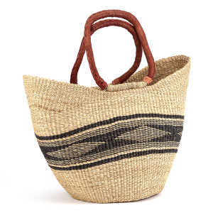 Zakupowy duży kosz z długim uchem rękodzieło afrykańskie