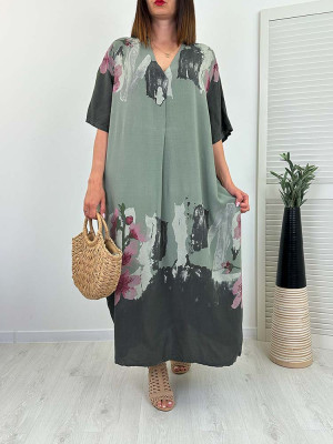 SUKIENKA SPONTANA z wiskozy maxi khaki - uni pasuje od l do 2xl