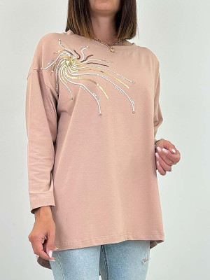 TUNIKA BLUZKA LIFA beżowa cekiny - L-XL-2XL