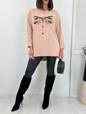 TUNIKA BLUZKA ważka 3d beżowa - L-XL-2XL