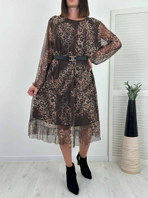 SUKIENKA ANGELA wzorzysta siateczkowa czekolada - uni pasuje od Xl do 3xl