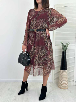 SUKIENKA ANGELA wzorzysta siateczkowa bordo - uni pasuje od Xl do 3xl
