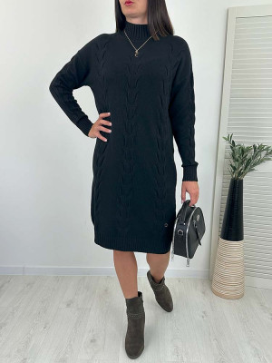 LEKSI SWETERKOWA DZIANINOWA SUKIENKA czarna - uni pasuje od l do 2xl