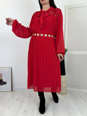 LORENA SUKIENKA PLUS SIZE plisowana czerwona - 3XL/4XL