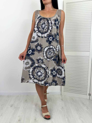 SUKIENKA NATALIA na ramiączkach LUŹNA zwiewna beżowa - uni pasuje od l do 2xl
