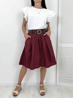SPODENKI KRETA bawełniane z paskiem cotton bordo