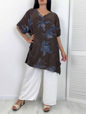 TUNIKA BESTA bawełniana plus size brązowa - uni pasuej od 2xl do 4xl
