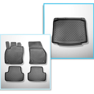 Set kofferbakmat en automatten TPE op maat gemaakt voor: Skoda Karoq SUV (11.2017-....) - onderste bagageruimte; met tijdelijk reservewiel of reparat