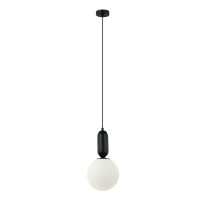Aldeva, nowoczesna lampa wisząca czarna, z białym kloszem, E27, 40W