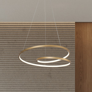 Reina, nowoczesna i dekoracyjna złota lampa wisząca ze spiralnym efektownym pierścieniem oraz zintegrowanym modułem LED, 40W, LED, Italux