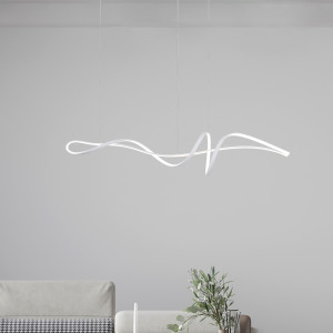 Mila, designerska i funkcjonalna biała lampa sufitowa LED w formie spiralnej linii z aluminium, 40W, Italux