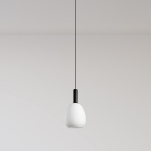 Gater, nowoczesna czarna lampa wisząca z opalowym białym szklanym kloszem oraz źródłem światła klasycznym lub LED, 40W, Italux