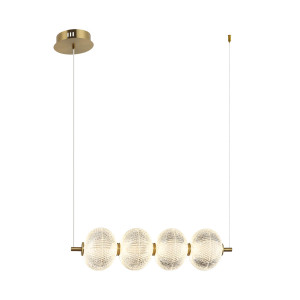 Lazie, stylowa lampa wisząca, mosiężna z przezroczystym, podłużnym kloszem, LED, 19W, 3000K